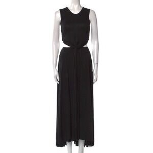 A.L.C. Black Maxi‎ Dress Sleeveless Cutout Tie Waist Viscose Blend Large